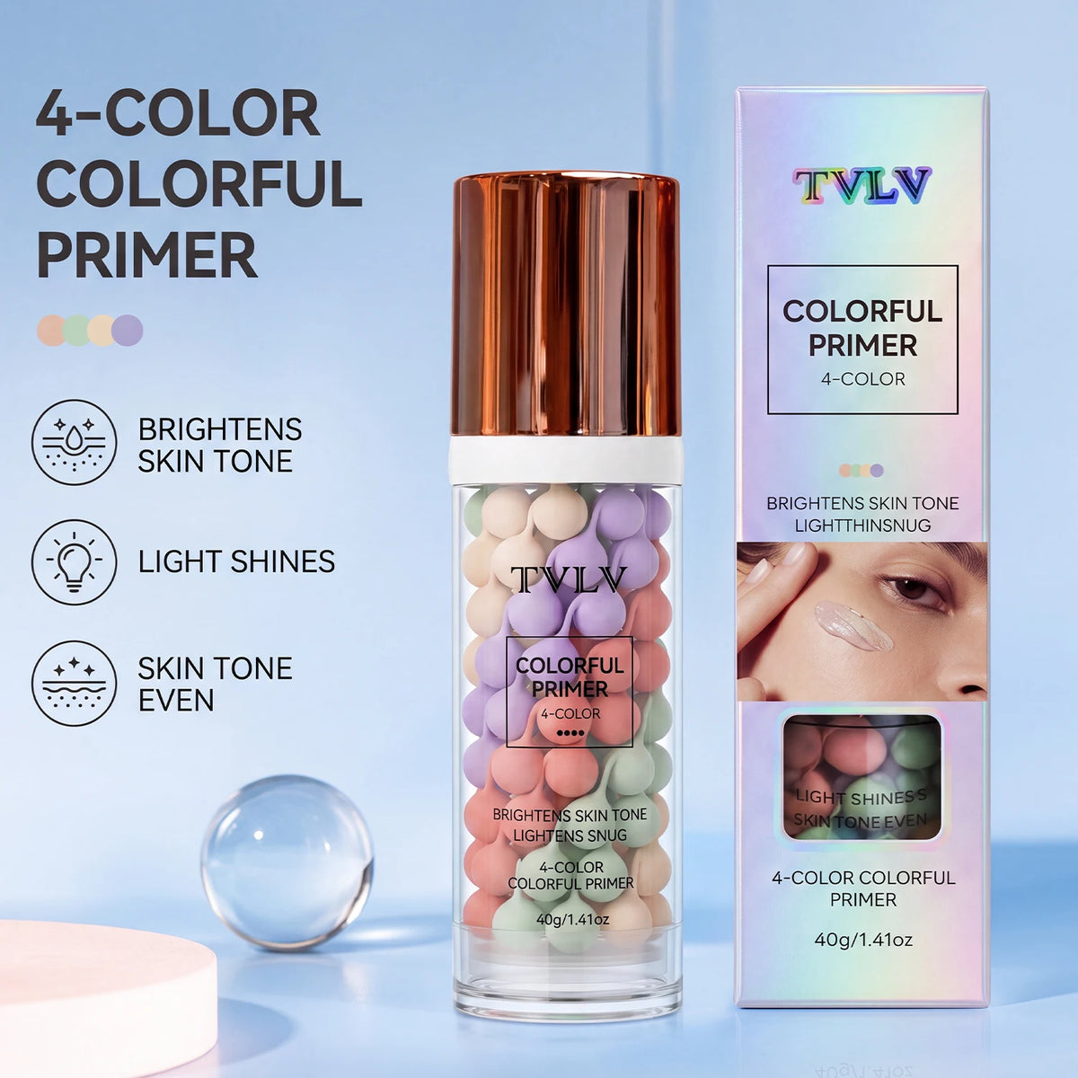Four color makeup primer, waterproof and sweat proof, moisturizing and comfortable, creating a natural makeup look