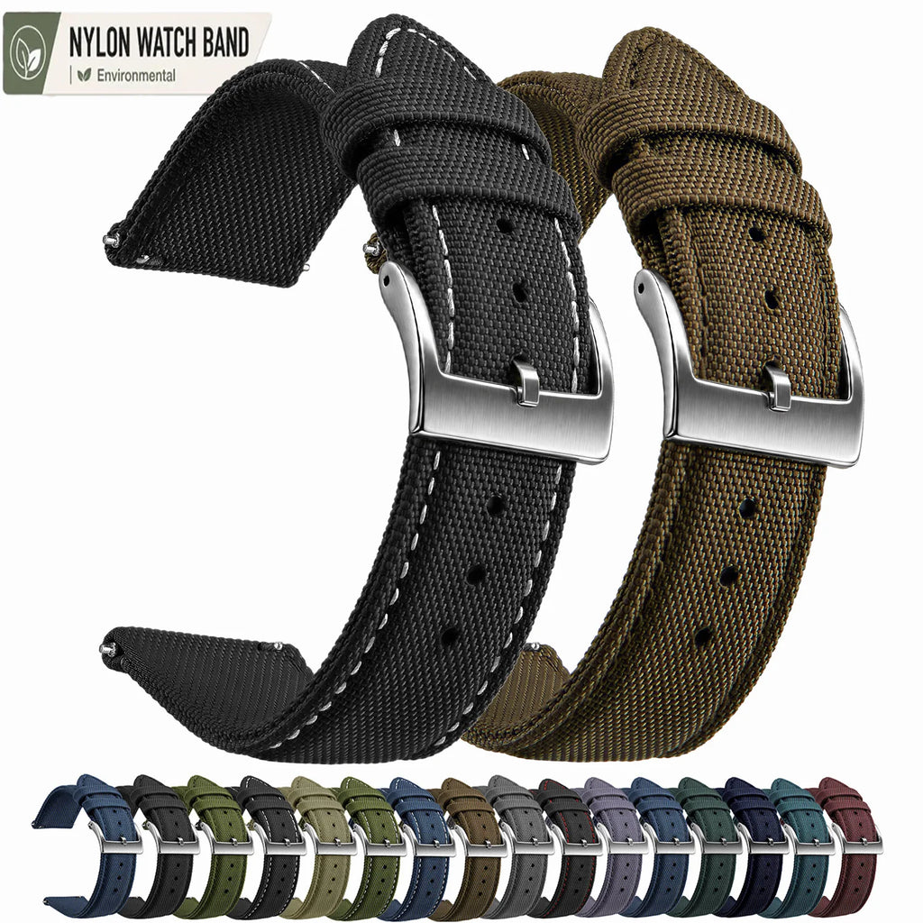 Premium Nylon Watch Bands, 18mm 20mm 22mm Quick Release Watch Straps, Superior Sailcloth European Watch Bands, for Men Women