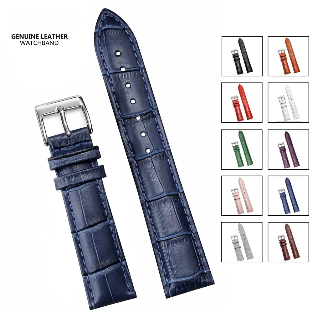 Soft Wrist Watch Bands Comfortable Leather Watch Strap 12/14/16/18/20/22/24 mm Watch Pin buckle Band