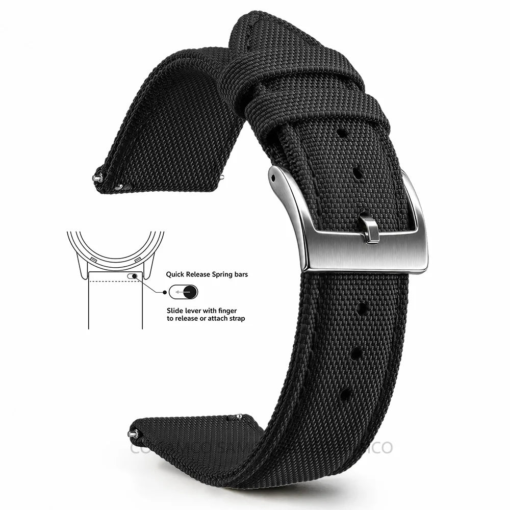 Premium Nylon Watch Bands, 18mm 20mm 22mm Quick Release Watch Straps, Superior Sailcloth European Watch Bands, for Men Women