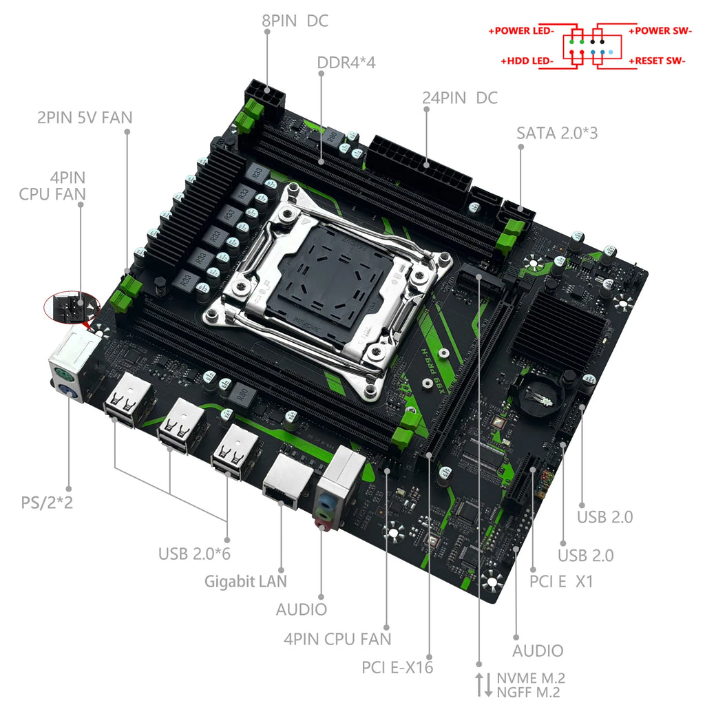 PR9-H MACHINIST X99 Motherboard LGA 2011-3 Set Combo Optional Xeon E5 2670 V3 CPU Processor 16G DDR4 ECC RAM Memory NAME M.2