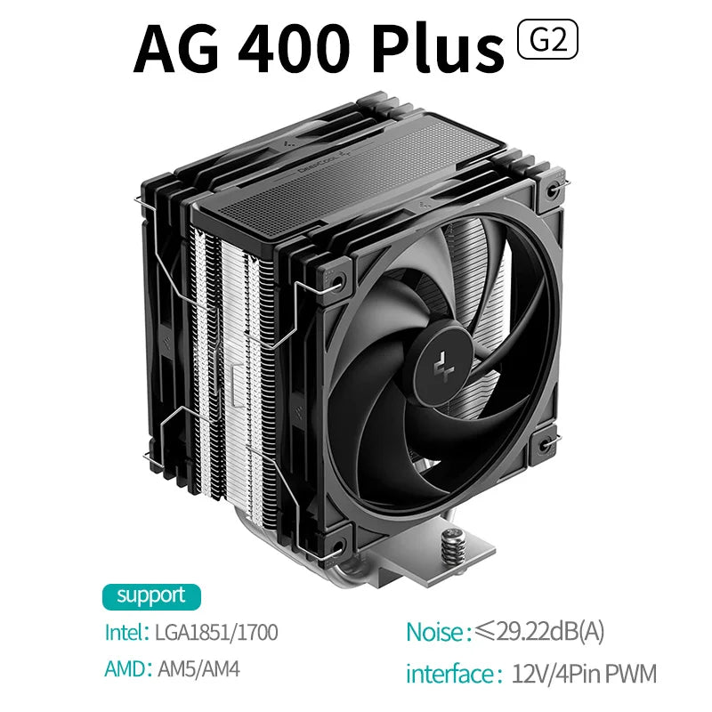 DEEPCOOL AG400 4 Heat Pipe CPU Air-Cooled Cooler ARGB PWM TDP 220W CPU Radiator for LGA1700 1200 115X 1151 1155 AMD AM4 AM5
