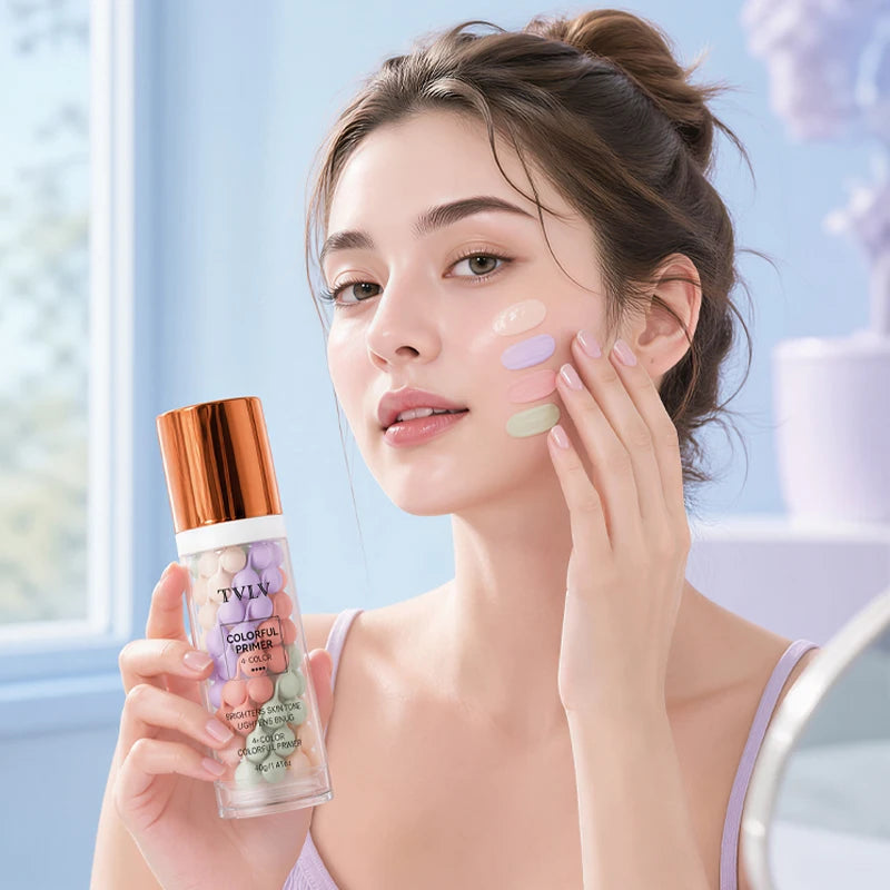 Four color makeup primer, waterproof and sweat proof, moisturizing and comfortable, creating a natural makeup look