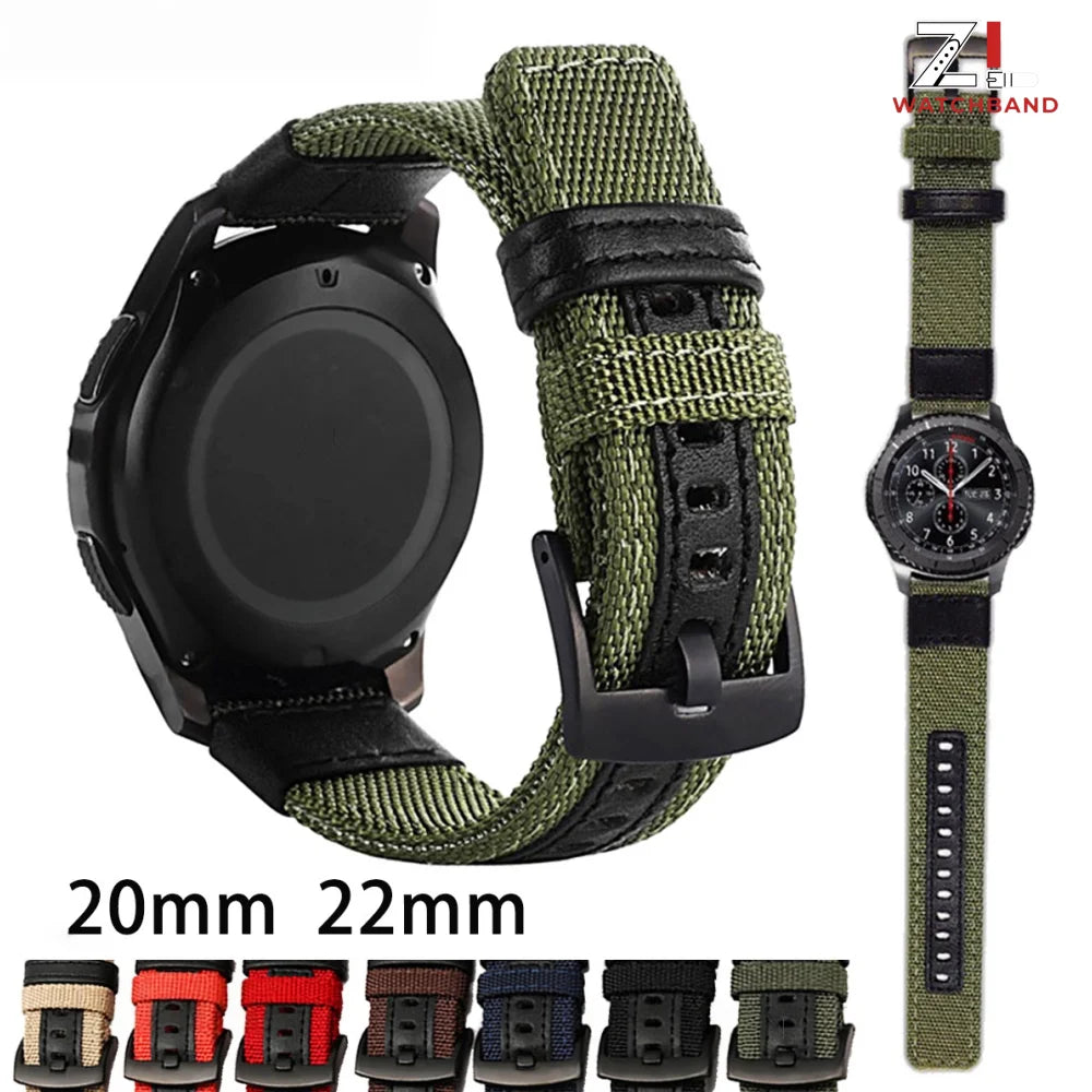 Nylon Quick Release Watch Bands Replacement Canvas Fabric Sport Strap 20mm 22mm Sport Wristband for Samsung for HUAWEI Watch GT3