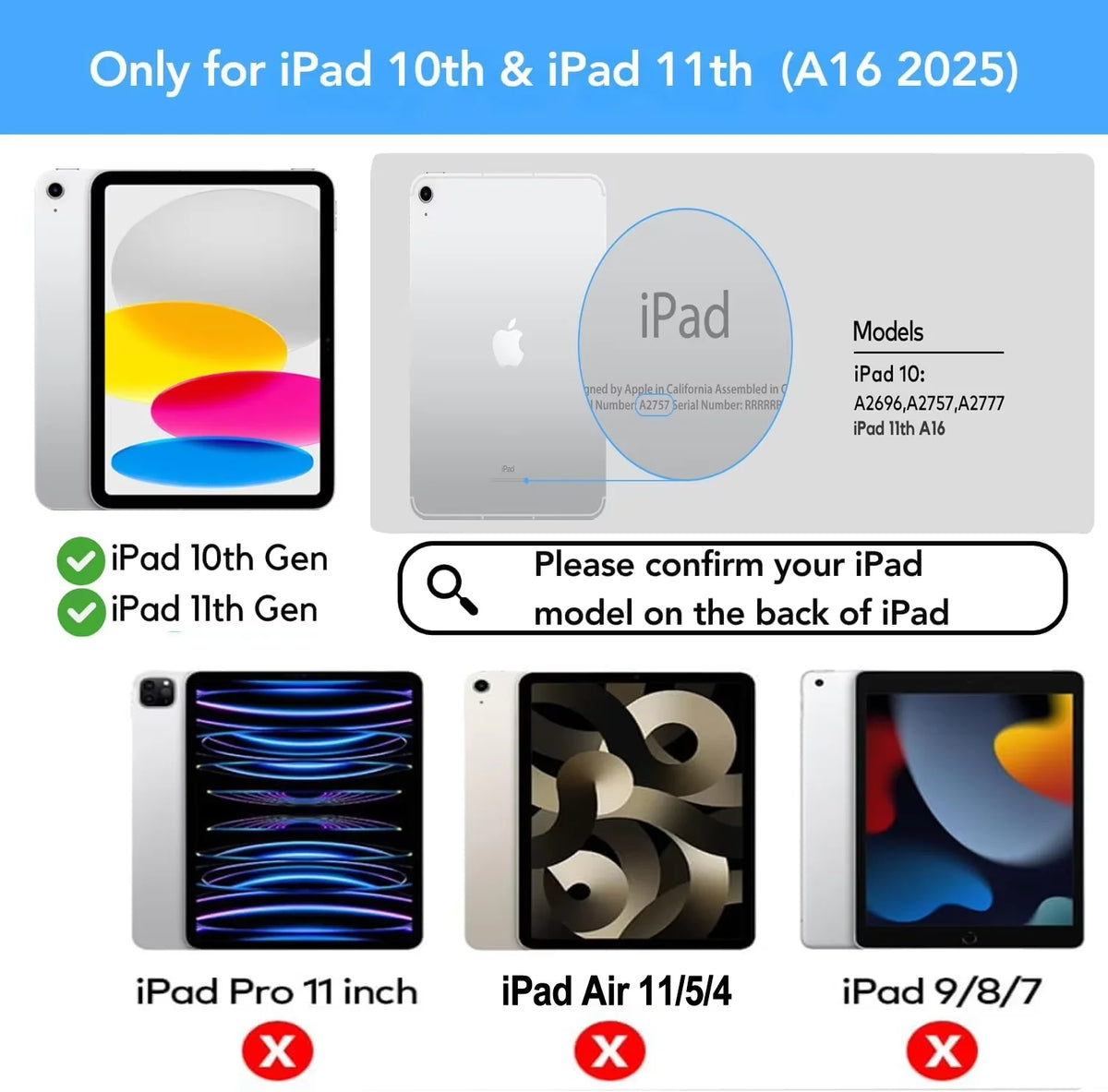 Magic Keyboard for iPad 11th Generation A16 2025 11"A3354 A3355 Keyboard Case for iPad 10th Gen 2022 10.9" A2696 A2757 Cover
