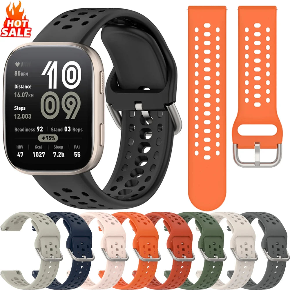 22mm Official Silicone Strap For Amazfit Bip 6 Balance 2 Breathable Bracelet Wristband For Amazfit T-Rex3 Pro GTR 4/3 Helio Belt