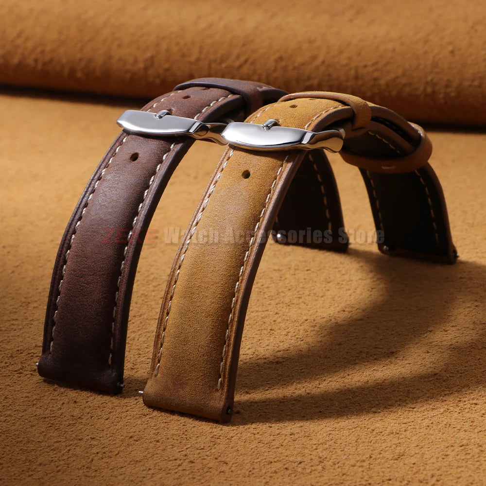 Wax Vintage Quick Release 24mm 22mm 20mm 18mm 16mm 14mm Genuine Leather Watch Bands for Men Women Top Grain Leather Watch Strap