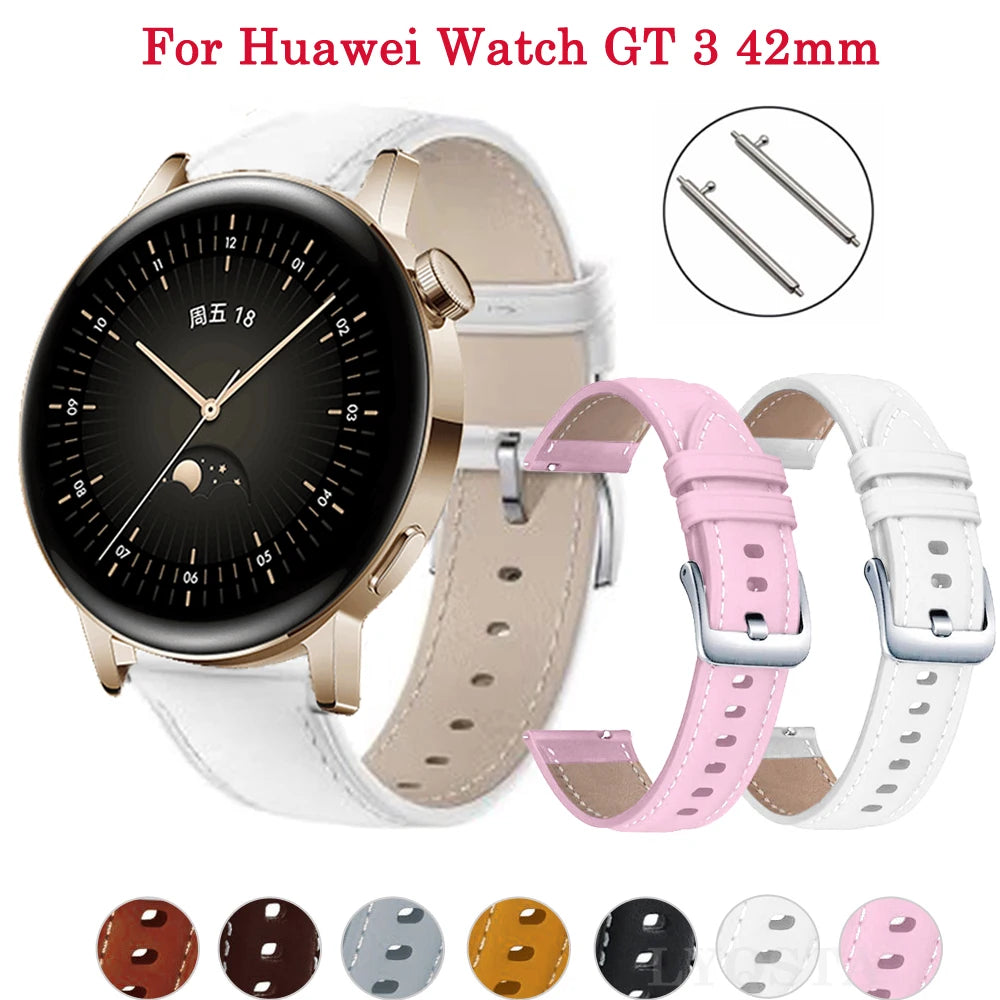 Leather 20MM Watch Band Wristband For Huawei Watch GT2/GT3 Pro 42mm 43mm Smartwatch Bracelet For GT 3 42mm Strap Watchbands Belt