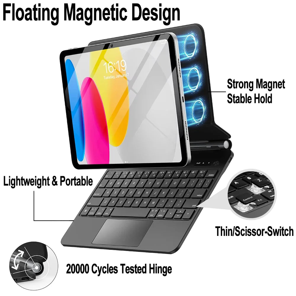 Magic Keyboard for iPad 11th Generation A16 2025 11"A3354 A3355 Keyboard Case for iPad 10th Gen 2022 10.9" A2696 A2757 Cover
