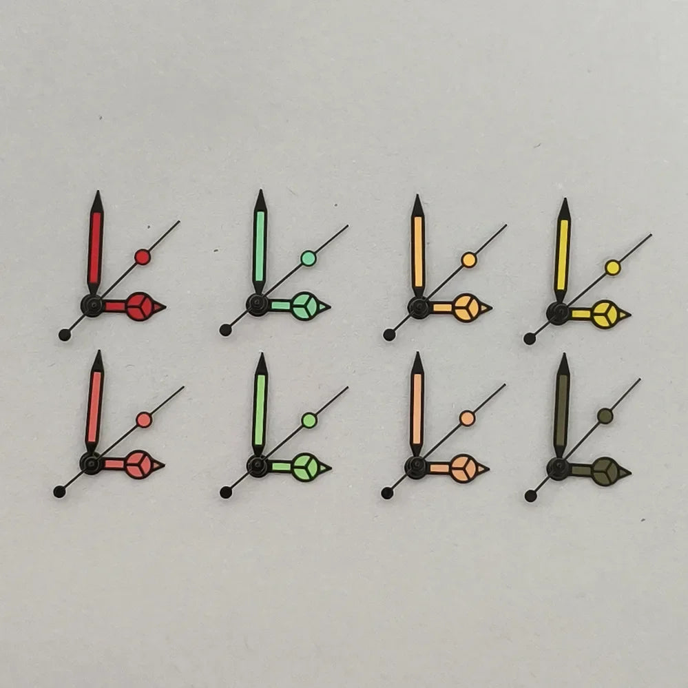 NH35 Hands Watch Accessories Red Orange Blue Black Edge White Three Pin Green Glow Hands Suitable For NH35/36/4R/7S Movements