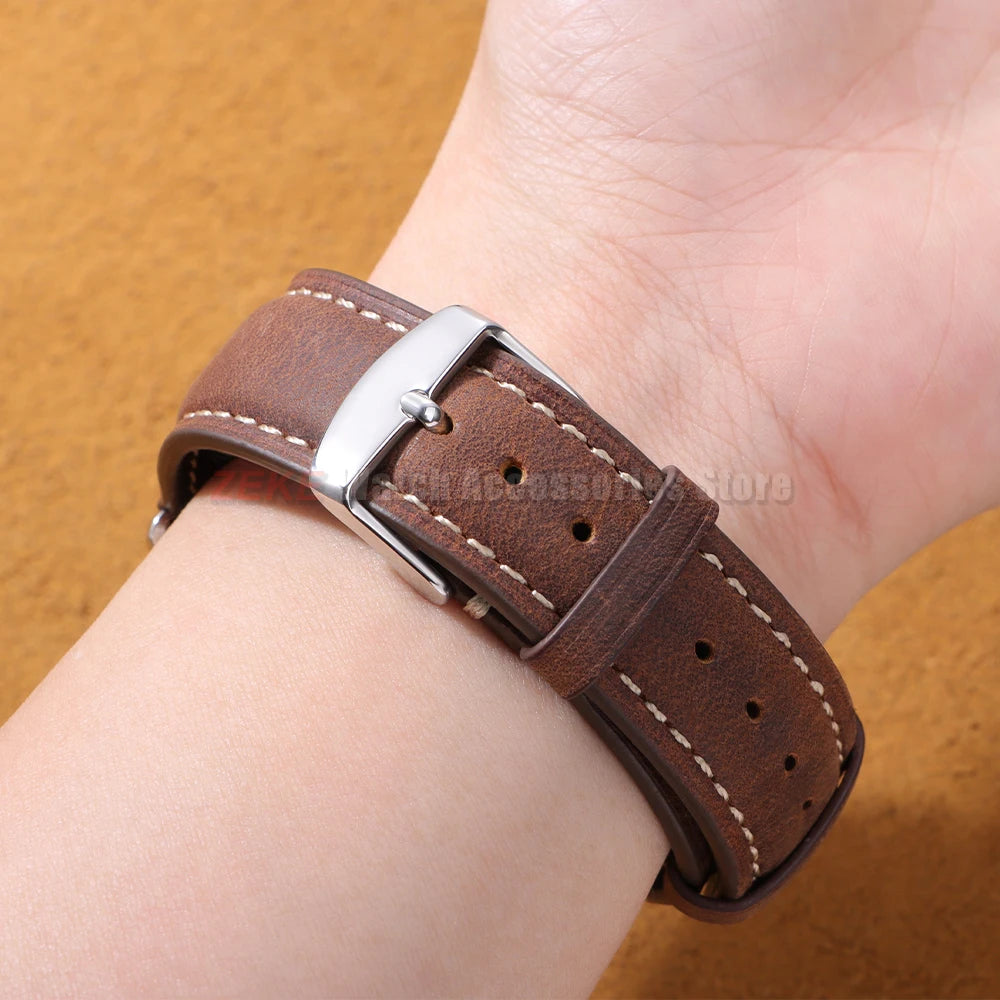 Wax Vintage Quick Release 24mm 22mm 20mm 18mm 16mm 14mm Genuine Leather Watch Bands for Men Women Top Grain Leather Watch Strap