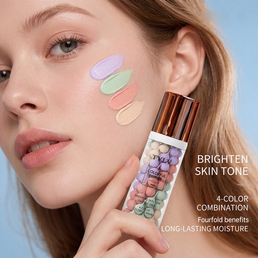 Four color makeup primer, waterproof and sweat proof, moisturizing and comfortable, creating a natural makeup look